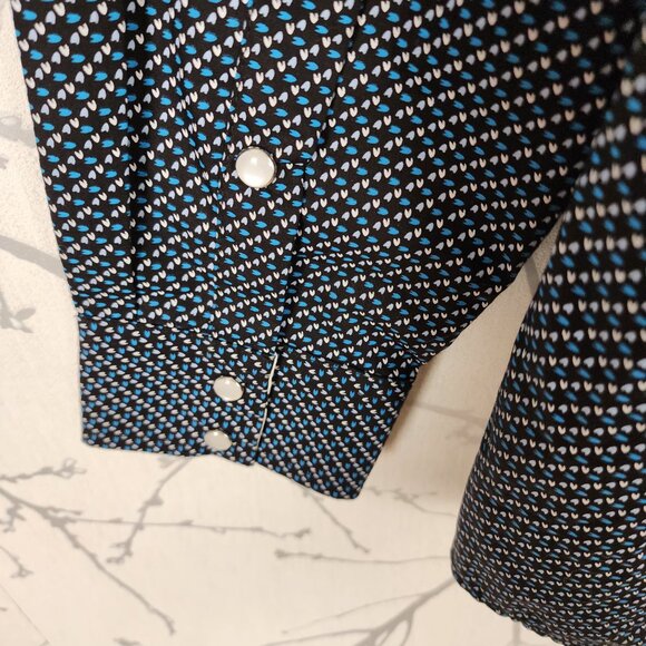 Riley & McCormick Black Printed 100% Cotton Pearl Snap Western Shirt - Picture 4 of 6